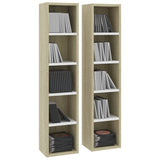 NNEVL CD Cabinets 2 pcs White and Sonoma Oak 21x16x93.5 cm Chipboard
