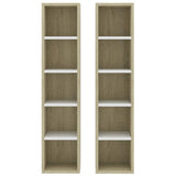 NNEVL CD Cabinets 2 pcs White and Sonoma Oak 21x16x93.5 cm Chipboard