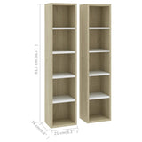 NNEVL CD Cabinets 2 pcs White and Sonoma Oak 21x16x93.5 cm Chipboard