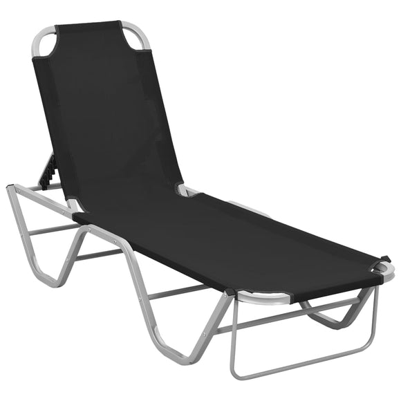 NNEVL Sun Lounger Aluminium and Textilene Black