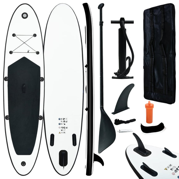 NNEVL Inflatable Stand Up Paddleboard Set Black and White
