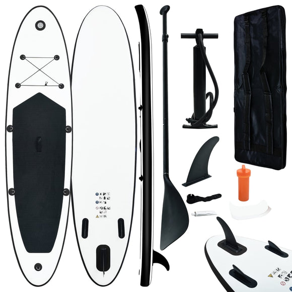 NNEVL Inflatable Stand up Paddle Board Set Black and White