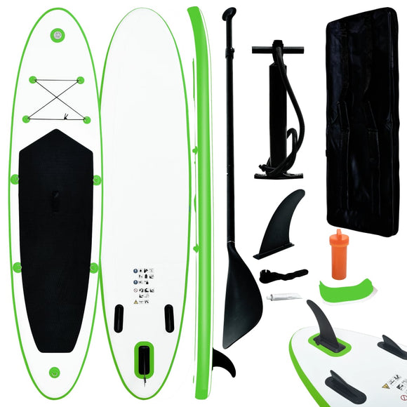 NNEVL Inflatable Stand Up Paddleboard Set Green and White