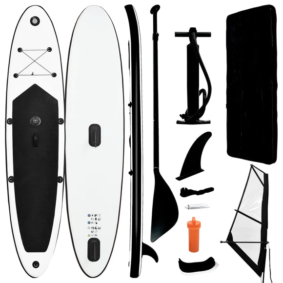 NNEVL Inflatable Stand Up Paddleboard with Sail Set Black and White