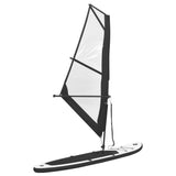 NNEVL Inflatable Stand Up Paddleboard with Sail Set Black and White