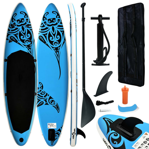 NNEVL Inflatable Stand Up Paddleboard Set 305x76x15 cm Blue