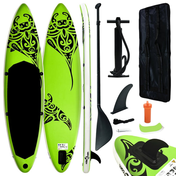 NNEVL Inflatable Stand Up Paddleboard Set 320x76x15 cm Green