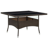 NNEVL Outdoor Dining Table Brown Poly Rattan and Glass