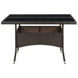 NNEVL Outdoor Dining Table Brown Poly Rattan and Glass