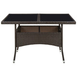 NNEVL Outdoor Dining Table Brown Poly Rattan and Glass