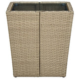 NNEVL Tea Table Beige 41.5x41.5x44 cm Poly Rattan and Tempered Glass