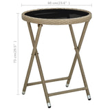 NNEVL Tea Table Beige 60 cm Poly Rattan and Tempered Glass