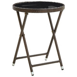NNEVL Tea Table Brown 60 cm Poly Rattan and Tempered Glass