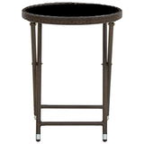 NNEVL Tea Table Brown 60 cm Poly Rattan and Tempered Glass