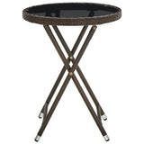 NNEVL Tea Table Brown 60 cm Poly Rattan and Tempered Glass