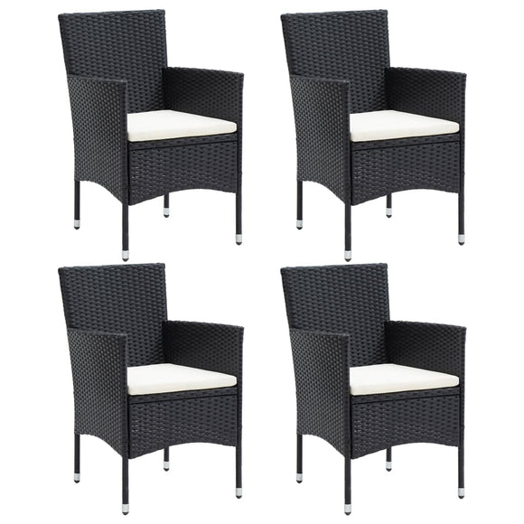 NNEVL Garden Dining Chairs 4 pcs Poly Rattan Black