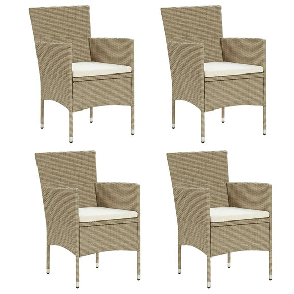 NNEVL Garden Dining Chairs 4 pcs Poly Rattan Beige