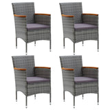 NNEVL Garden Dining Chairs 4 pcs Poly Rattan Grey