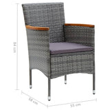 NNEVL Garden Dining Chairs 4 pcs Poly Rattan Grey