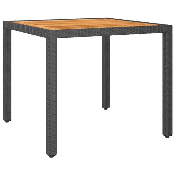 NNEVL Garden Table Black 90x90x75 cm Poly Rattan