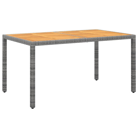 NNEVL Garden Table 150x90x75 cm Acacia Wood and Poly Rattan Grey