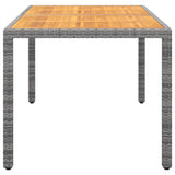 NNEVL Garden Table 150x90x75 cm Acacia Wood and Poly Rattan Grey