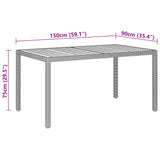 NNEVL Garden Table 150x90x75 cm Acacia Wood and Poly Rattan Grey