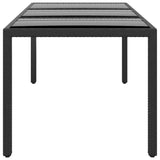 NNEVL Garden Table 190x90x75 cm Tempered Glass and Poly Rattan Black