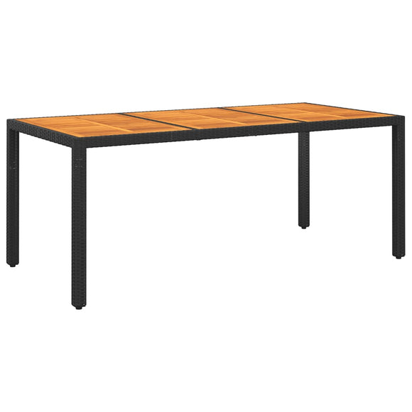 NNEVL Garden Table 190x90x75 cm Acacia Wood and Poly Rattan Black