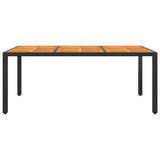 NNEVL Garden Table 190x90x75 cm Acacia Wood and Poly Rattan Black