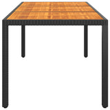 NNEVL Garden Table 190x90x75 cm Acacia Wood and Poly Rattan Black