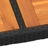 NNEVL Garden Table 190x90x75 cm Acacia Wood and Poly Rattan Black
