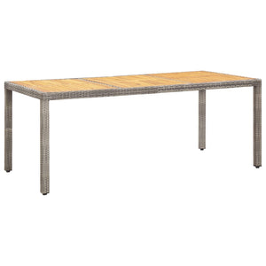 NNEVL Garden Table Grey 190x90x75 cm Poly Rattan and Acacia Wood