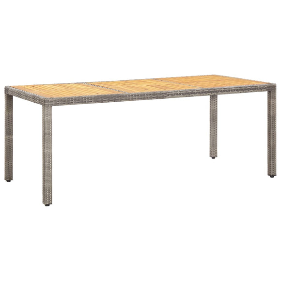NNEVL Garden Table Grey 190x90x75 cm Poly Rattan and Acacia Wood
