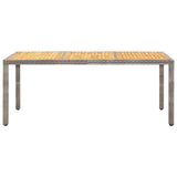 NNEVL Garden Table Grey 190x90x75 cm Poly Rattan and Acacia Wood