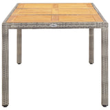 NNEVL Garden Table Grey 190x90x75 cm Poly Rattan and Acacia Wood