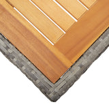 NNEVL Garden Table Grey 190x90x75 cm Poly Rattan and Acacia Wood