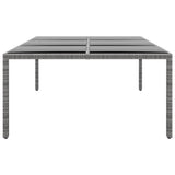 NNEVL Garden Table 200x150x75 cm Tempered Glass and Poly Rattan Grey