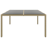 NNEVL Garden Table 200x150x75 cm Tempered Glass and Poly Rattan Beige