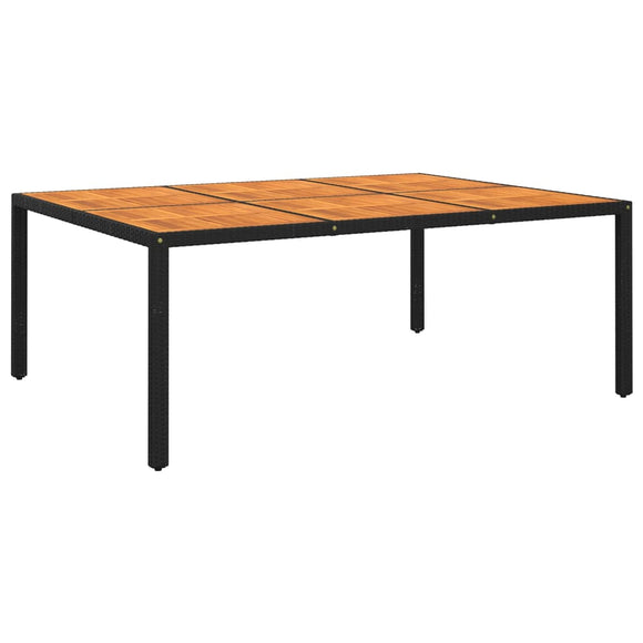 NNEVL Garden Table 200x150x75 cm Acacia Wood and Poly Rattan Black