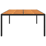 NNEVL Garden Table 200x150x75 cm Acacia Wood and Poly Rattan Black
