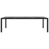 NNEVL Garden Table 250x100x75 cm Tempered Glass and Poly Rattan Black