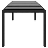 NNEVL Garden Table 250x100x75 cm Tempered Glass and Poly Rattan Black
