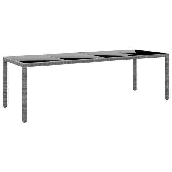 NNEVL Garden Table 250x100x75 cm Tempered Glass and Poly Rattan Grey