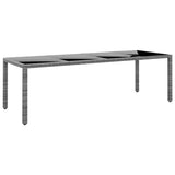 NNEVL Garden Table 250x100x75 cm Tempered Glass and Poly Rattan Grey
