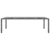 NNEVL Garden Table 250x100x75 cm Tempered Glass and Poly Rattan Grey