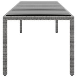 NNEVL Garden Table 250x100x75 cm Tempered Glass and Poly Rattan Grey