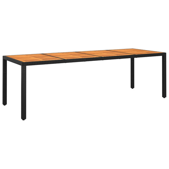 NNEVL Garden Table 250x100x75 cm Acacia Wood and Poly Rattan Black