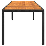 NNEVL Garden Table 250x100x75 cm Acacia Wood and Poly Rattan Black