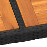NNEVL Garden Table 250x100x75 cm Acacia Wood and Poly Rattan Black